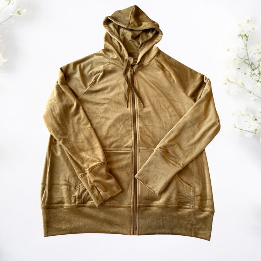 Aerie Offline gold velvet zip up jacket women’s size small NWOT